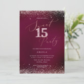 Invitation Sweet 15 Parties scintillant Diamant Rose Bourgogn (Debout devant)