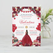Invitation Sweet 15 Valentine's Day Rouge Anniversaire Quince (Debout devant)