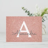 Invitation Sweet 15th Sparkle Rose Gold Blush rose photo (Debout devant)