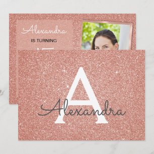 Invitation Sweet 15th Sparkle Rose Gold Blush rose photo
