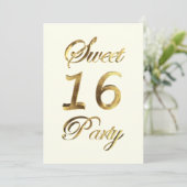 Invitation Sweet 16 16e Anniversaire Or Élégant (Debout devant)