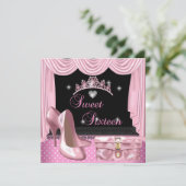 Invitation Sweet 16 16e anniversaire rose noir blanc (Debout devant)