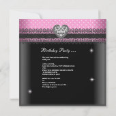 Invitation Sweet 16 16e anniversaire rose noir blanc (Dos)