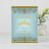 Invitation Sweet 16 16e Diamant Or Bleu Turquoise Tiara (Debout devant)