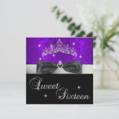 Invitation Sweet 16 16e fête d'anniversaire Purple Black Bow (Debout devant)