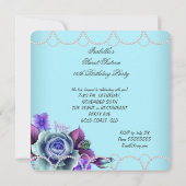 Invitation Sweet 16 16e Perle Turquoise de papillon pourpre f (Dos)