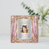 Invitation Sweet 16 16th Birthday Pink Gold Photo (Debout devant)