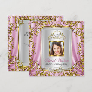 Invitation Sweet 16 16th Birthday Pink Gold Photo