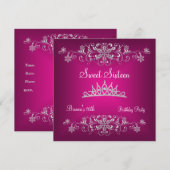 Invitation Sweet 16 16th Rose Silver Diamond Tiara (Devant / Derrière)
