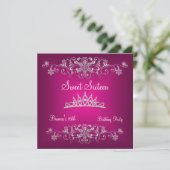 Invitation Sweet 16 16th Rose Silver Diamond Tiara (Debout devant)
