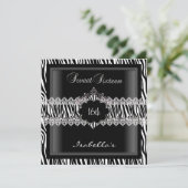 Invitation Sweet 16 16th Zebra Lace Sweet sixteen 2 (Debout devant)