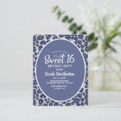 Invitation Sweet 16 à motif léopard bleu (Debout devant)