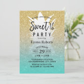 Invitation Sweet 16 Ananas Tropical Parties scintillant d'or  (Debout devant)
