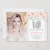 Invitation Sweet 16 Anniversaire Avec Photo - Silver Rose Flo (Devant)