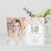 Invitation Sweet 16 Anniversaire Avec Photo - Silver Rose Flo (Debout devant)