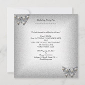 Invitation Sweet 16 Anniversaire Blanc Papillon en argent (Dos)