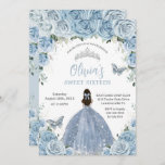 Invitation Sweet 16 Anniversaire Bleu Floral Papillon en arge<br><div class="desc">Personnalisez cette adorable invitation douce de 16 ans avec sa propre formulation facilement et rapidement,  appuyez simplement sur le bouton customiser pour réorganiser et formater le style et le placement du texte. Objets correspondants disponibles en magasin ! c) Le Happy Cat Studio</div>