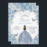 Invitation Sweet 16 Anniversaire Bleu Floral Papillon en arge<br><div class="desc">Personnalisez cette adorable invitation douce de 16 ans avec sa propre formulation facilement et rapidement,  appuyez simplement sur le bouton customiser pour réorganiser et formater le style et le placement du texte. Objets correspondants disponibles en magasin ! c) Le Happy Cat Studio</div>