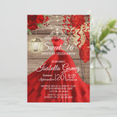 Invitation Sweet 16 Anniversaire - Bois et Fleurs rouges (Debout devant)
