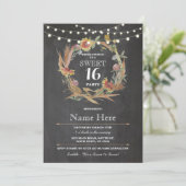 Invitation Sweet 16 Anniversaire Chalk Wreath Floral Invitati (Debout devant)