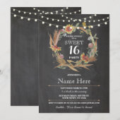 Invitation Sweet 16 Anniversaire Chalk Wreath Floral Invitati (Devant / Derrière)
