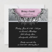 Invitation Sweet 16 Anniversaire Cool Damask Pink Silver (Dos)