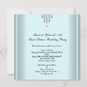 Invitation Sweet 16 Anniversaire de fête Bleu Diamants Blancs (Dos)
