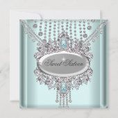 Invitation Sweet 16 Anniversaire de fête Bleu Diamants Blancs (Devant)