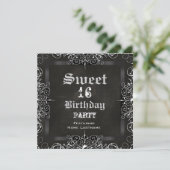 Invitation Sweet 16 Anniversaire de fête Chalkboard Black Ant (Debout devant)