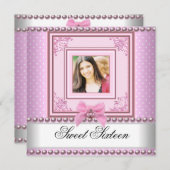 Invitation Sweet 16 Anniversaire de fête rose perle blanche P (Devant / Derrière)
