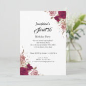 Invitation Sweet 16 Anniversaire de fête Roses roses rouges r (Debout devant)