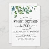 Invitation Sweet 16 Anniversaire de verdure botanique (Devant / Derrière)
