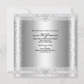 Invitation Sweet 16 Anniversaire Elégant Argent Blanc Floral  (Dos)