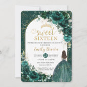 Invitation Sweet 16 Anniversaire Emerald Green Floral Princes (Devant)