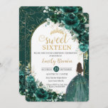 Invitation Sweet 16 Anniversaire Emerald Green Floral Princes<br><div class="desc">Personnalisez cette adorable invitation Sweet 16 / quinceañera / anniversaire avec sa propre formulation facilement et rapidement,  appuyez simplement sur le bouton customiser pour réorganiser et formater le style et le placement du texte. Objets correspondants disponibles en magasin ! c) Le Happy Cat Studio</div>