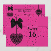 INVITATION SWEET 16 ANNIVERSAIRE - FEMME (Devant / Derrière)