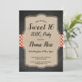 Invitation Sweet 16 Anniversaire fête BBQ Rouge En vichy Burl (Debout devant)