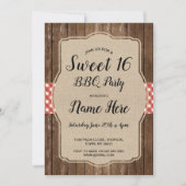 Invitation Sweet 16 Anniversaire fête BBQ Rouge En vichy Burl (Devant)