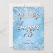 Invitation Sweet 16 Anniversaire Fête Bleu Flocon de neige hi (Devant)