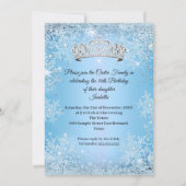 Invitation Sweet 16 Anniversaire Fête Bleu Flocon de neige hi (Dos)