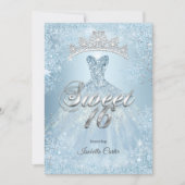 Invitation Sweet 16 Anniversaire Fête Glace Bleu Snowflake hi (Devant)