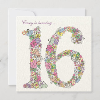 Invitation Sweet 16 Anniversaire Fête Printemps Fleur Invitat