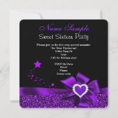 Invitation Sweet 16 Anniversaire fête Purple Heart Parties sc (Dos)