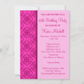 Invitation Sweet 16 Anniversaire fête rose Arabesque (Dos)