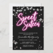 Invitation Sweet 16 Anniversaire Hot rose Neon Fête à thème (Devant)