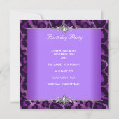 Invitation Sweet 16 Anniversaire Léopard Violet Argent Tiara (Dos)