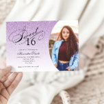 Invitation Sweet 16 Anniversaire Lumière Violet Parties scint<br><div class="desc">Cette invitation branchée à la fête d'anniversaire de parties scintillant comporte un titre de typographie élégant et votre photo préférée. Ajoutez votre texte personnalisé à l'aide du formulaire modèle. Des options supplémentaires pour le texte et la mise en page sont disponibles si vous choisissez de customiser plus loin.</div>