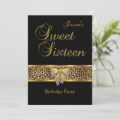 Invitation Sweet 16 Anniversaire Or Black Leopard arc (Debout devant)