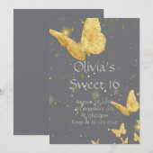 INVITATION SWEET 16 ANNIVERSAIRE OR D'INVITATION (Devant / Derrière)