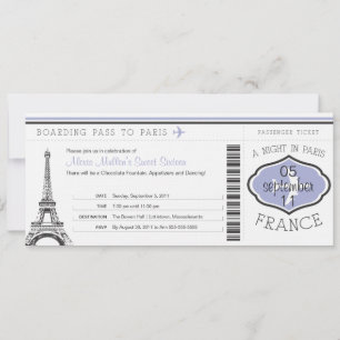 Invitation Sweet 16 Anniversaire Pass à Paris